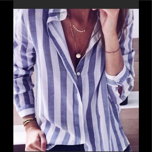 New Light Tops - Blue and white blouse